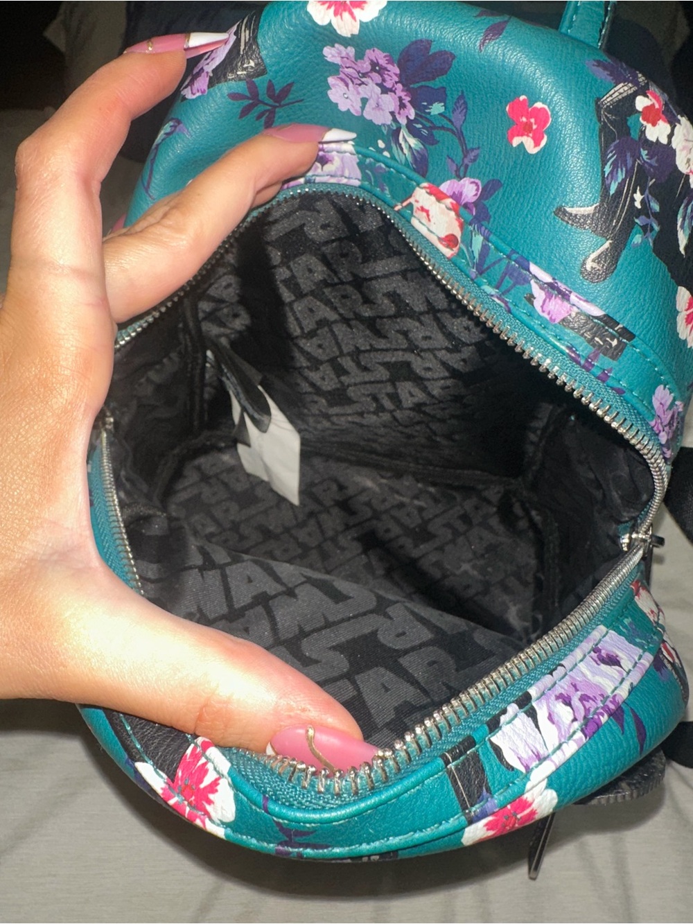 Loungefly Teal Floral Darth Vader Mini Backpack - Picture 4 of 4